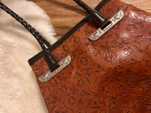 vintage brown floral patterned purse - Image 5
