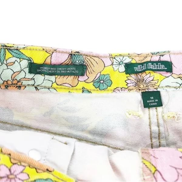 Wild Fable‎ Highest Rise Cheeky 70s Hippie Floral Cutoff Jean Shorts Size 10 - Image 6