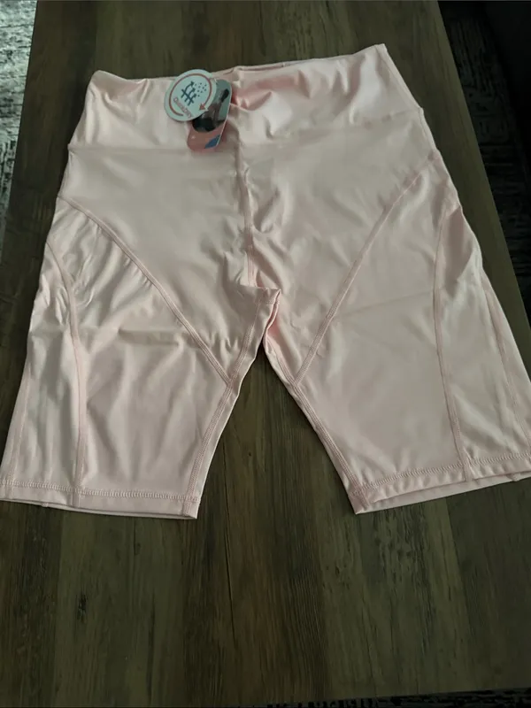 Light Pink High-Waist Women’s Bike Shorts - Image 3