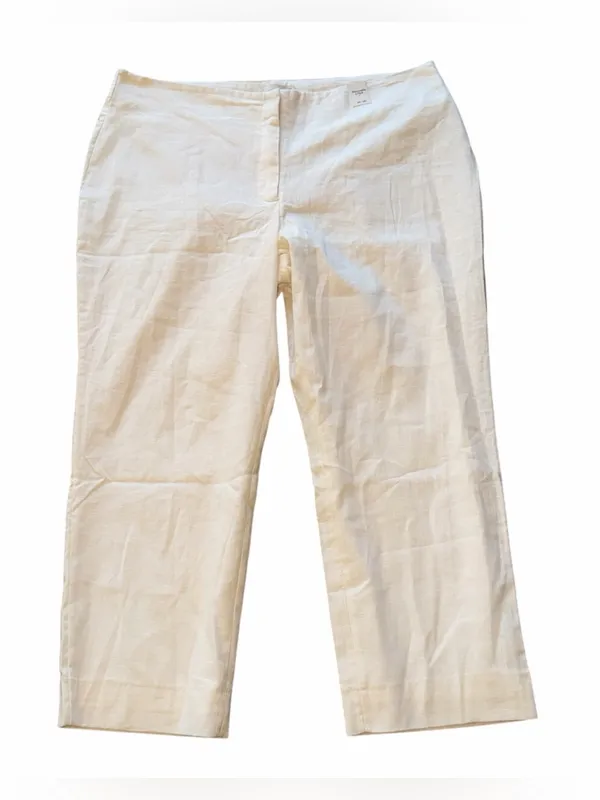 NWT Abercrombie & Fitch Wide-Leg High-Waist Pants Cream Linen Blend SZ-34 / 18R - Image 2