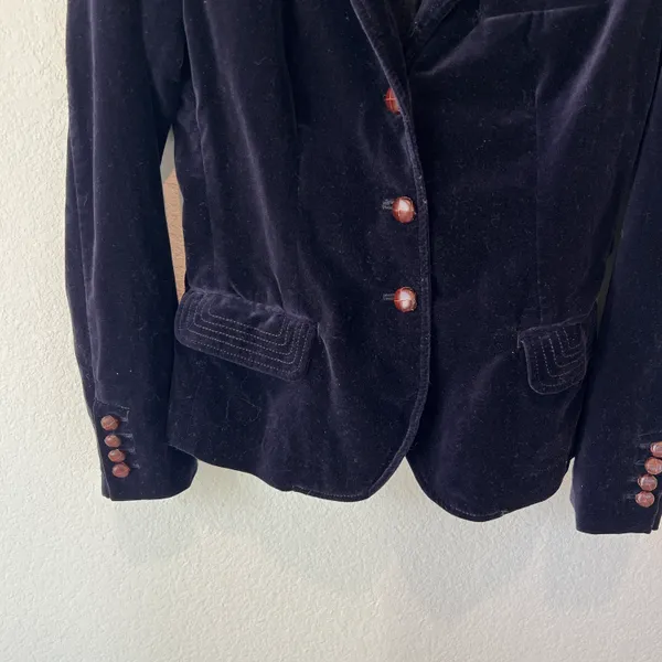 J. Crew Dark Blue Velvet Holiday Blazer Size Small - Image 6