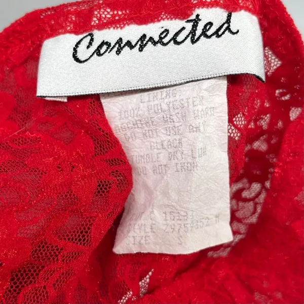 Connected Y2K Red Lace‎ Tank Top Women's Size Small Sleeveless Sheer Floral - Image 5