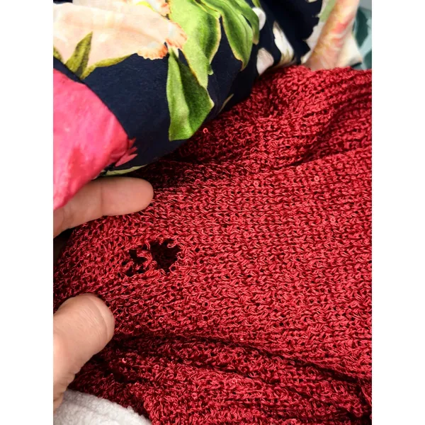 Runaway The Label Maxi Dress Red One Shoulder Rosette Metallic Knit Gown - Image 7