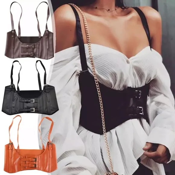 Steampunk Black Brown Corset Belt Vest Harness New - Image 3