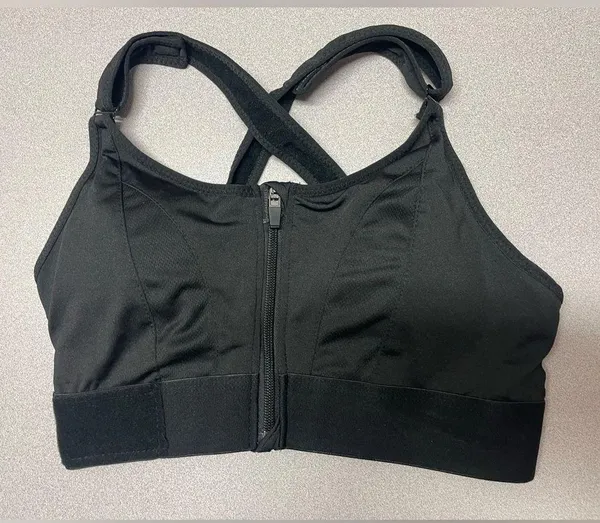 Sports Bras Women's Short Tank Top Zipper Front XL Adjustable Straps black gym - Image 4