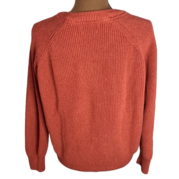 Paul James cotton ribbed v-neck sweater in rust hue size S - Image 3