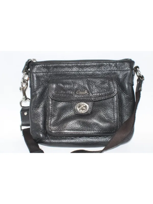 Coach Penelope Black Pebbled Leather Turnlock Crossbody Bag – Classic Flap Style - Image 2