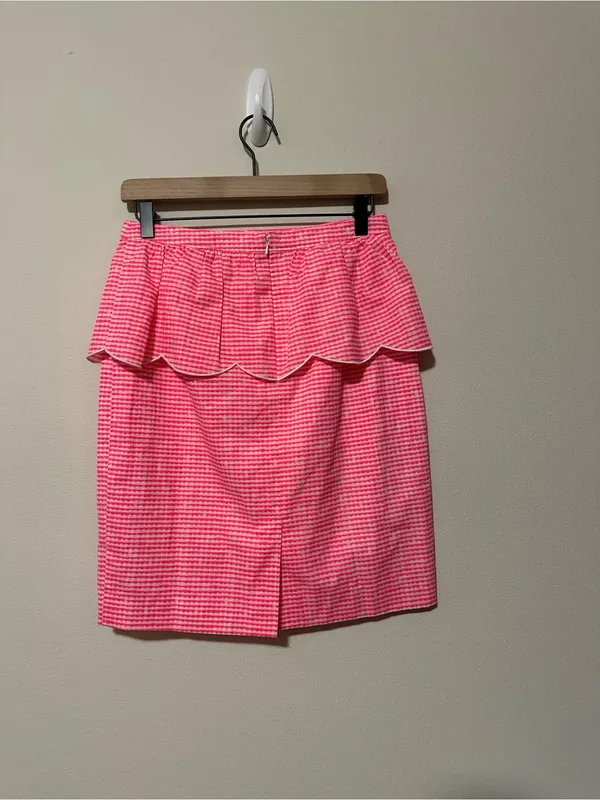 Lilly Pulitzer thyme skirt fiesta pink gingham style 48545 size 6 preppy no flaw - Image 4