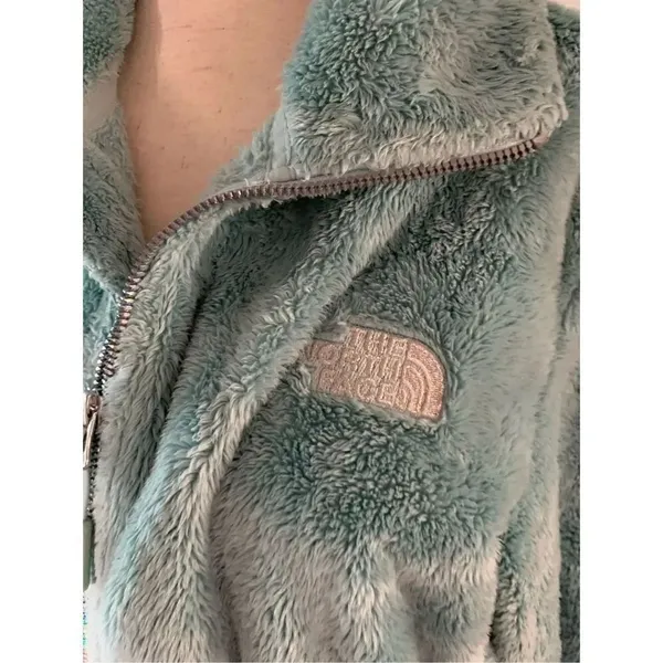 North face green fip up fleece jacket comfy and cozy - Image 2