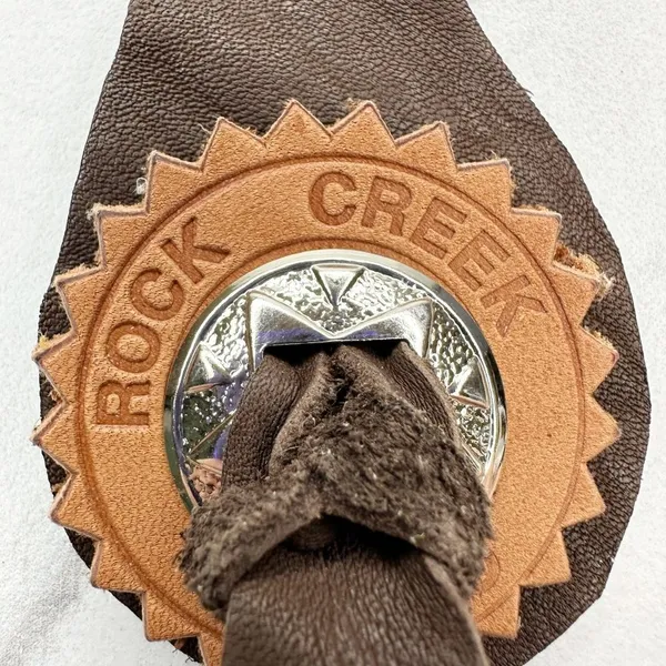 Soft Brown Leather Fringe Western Concho Rock Creek Idaho Boho Keychain Keyring - Image 7