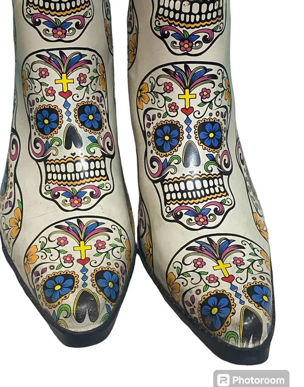 Blazin Roxx Sugar Skull Cowgirl Boots women size 8 Día de Los Muertos Talavera - Image 3