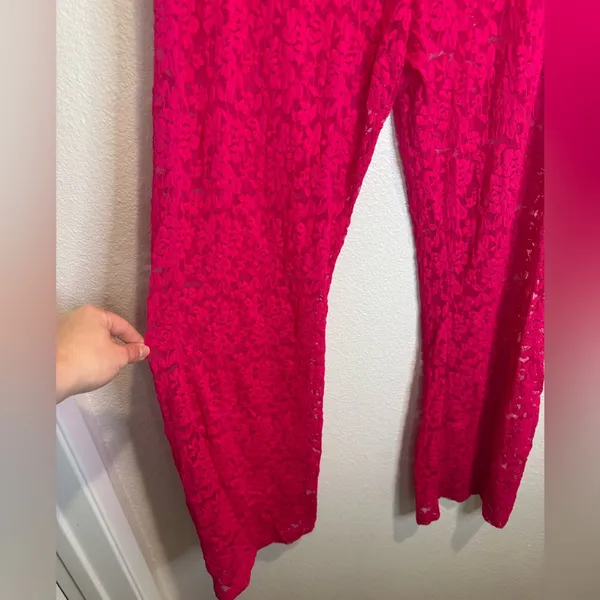 NWOT Free People All Day Lace Flare‎ Pants by Intimately stretch lace wide leg - Image 5
