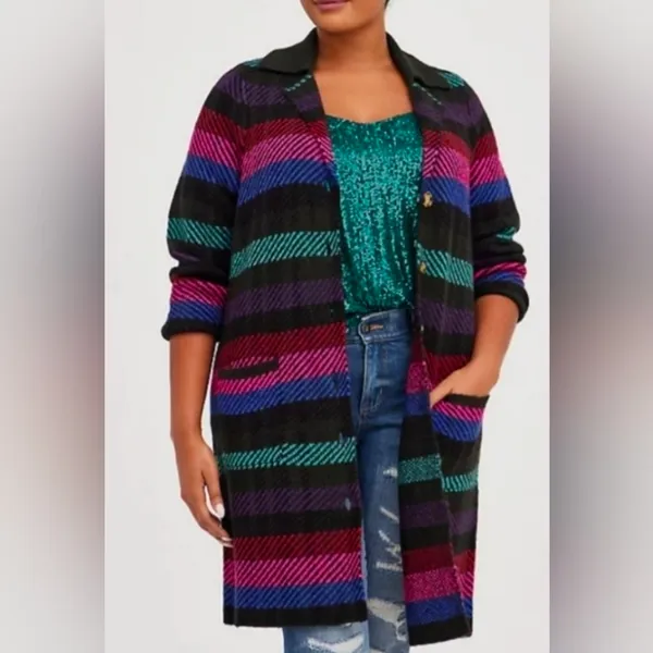 Torrid Multi Plaid Long Sleeve Notched Collar Cardigan Size 2X - Image 5