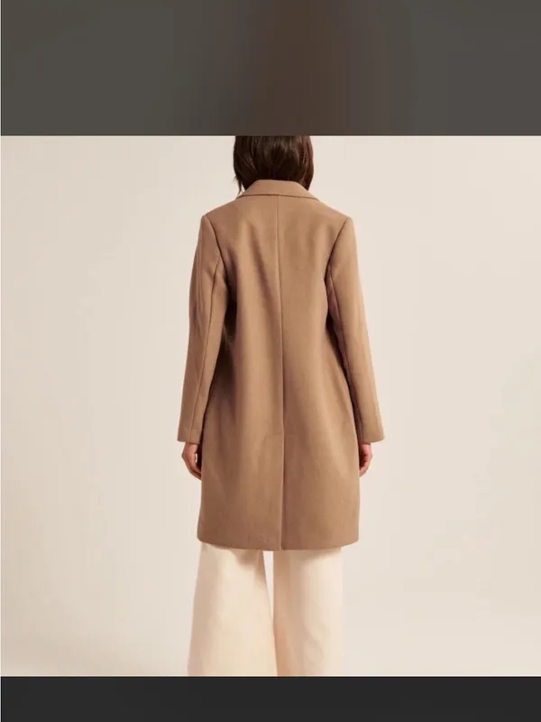 Abercrombie & Fitch Classic Women's Tan Wool-Blend Long Dad Coat - Image 8