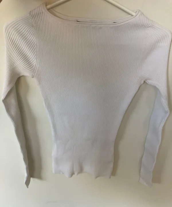 Vince White Rib Long Sleeve Top - Image 2