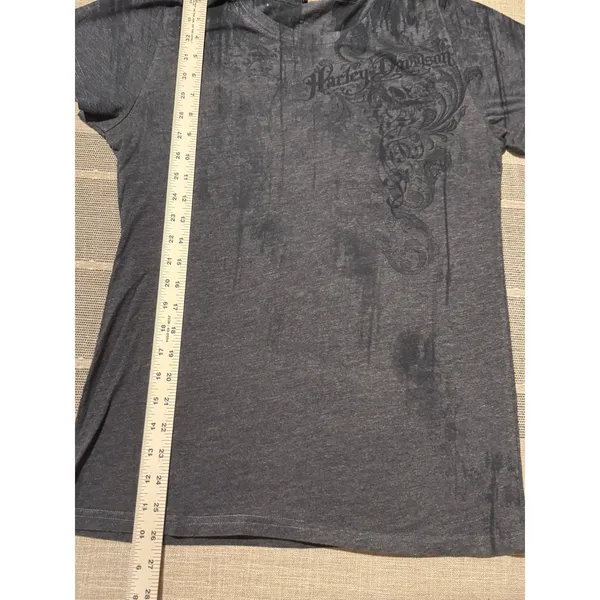 Harley Davidson Womens‎ Graphic T Shirt V Neck Short Sleeve Dark Gray XL - Image 2