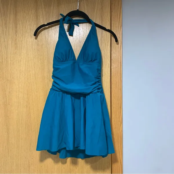 Cupshe Teal Halter Women Tummy Control Swim Dress - Size XS - Image 2