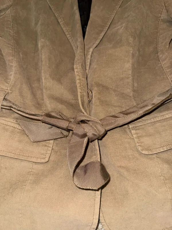 Club Monaco Brown Corduroy Blazer Jacket With Ribbon Belt Size 4 - Image 2