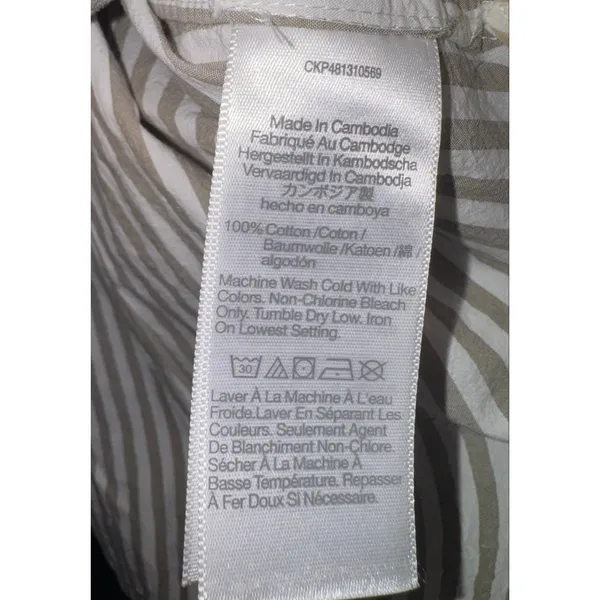 Madewell Flap Pocket Crop‎ Button Up Shirt Poplin Lagoon Women's Small Striped - Image 8
