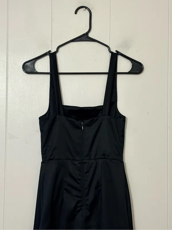 Abercrombie & Fitch Sculpting Satin Midi Dress Black XS Square Neck - Image 5