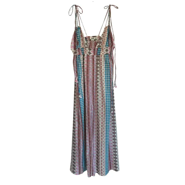Lulus Boho Geometric Print Tassel Tie-Strap Smocked Maxi Dress Multicolor Medium - Image 5