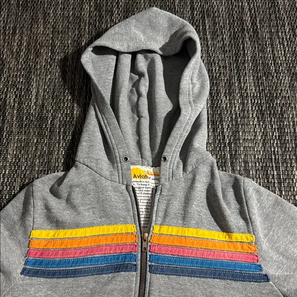 Aviator nation 5 STRIPE HOODIE - HEATHER GREY - Image 3