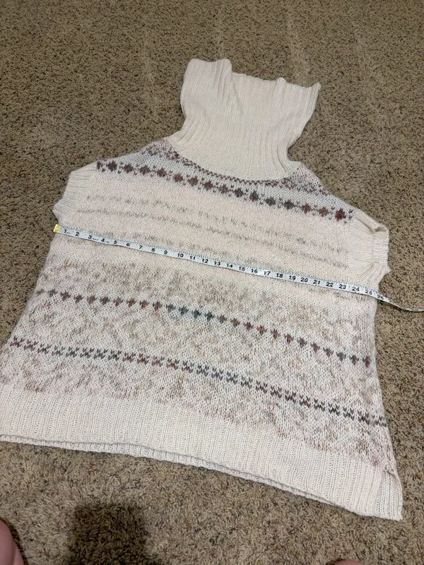 Free People Snow Bunny Sweater Vest Oversized Turtleneck Fair Isle - Image 13