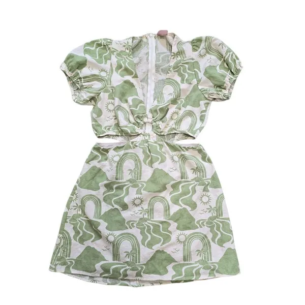 Show Me Your Mumu Jessa Mini Dress Size Small Green Cream Wedding Guest - Image 9