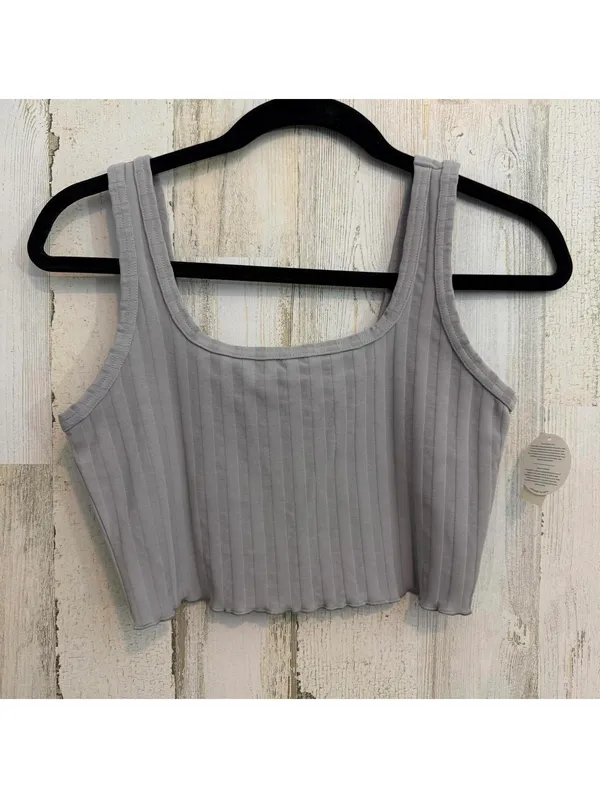Offline Aerie Women's Small Petite Ribbed Crop Tank Gray Stretch - Image 2