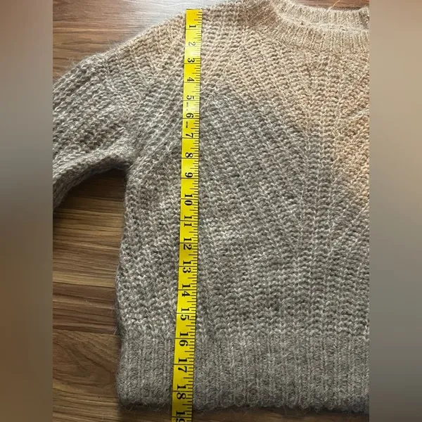 Abercrombie & Fitch Sweater Beige Tan Alpaca Blend Crop Cable Knit Sz Xs - Image 7