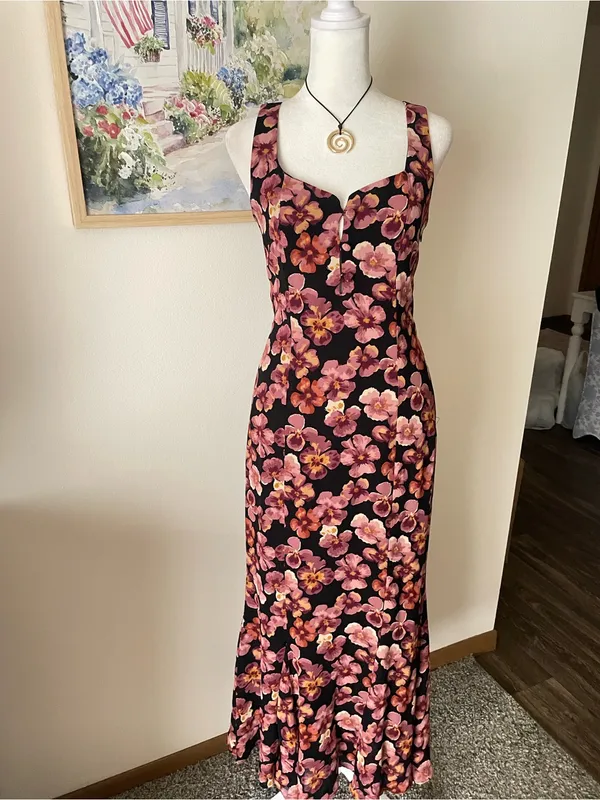 Reformation Women's Laine Pansy Floral Keyhole Maxi Dress US 4 - Image 2