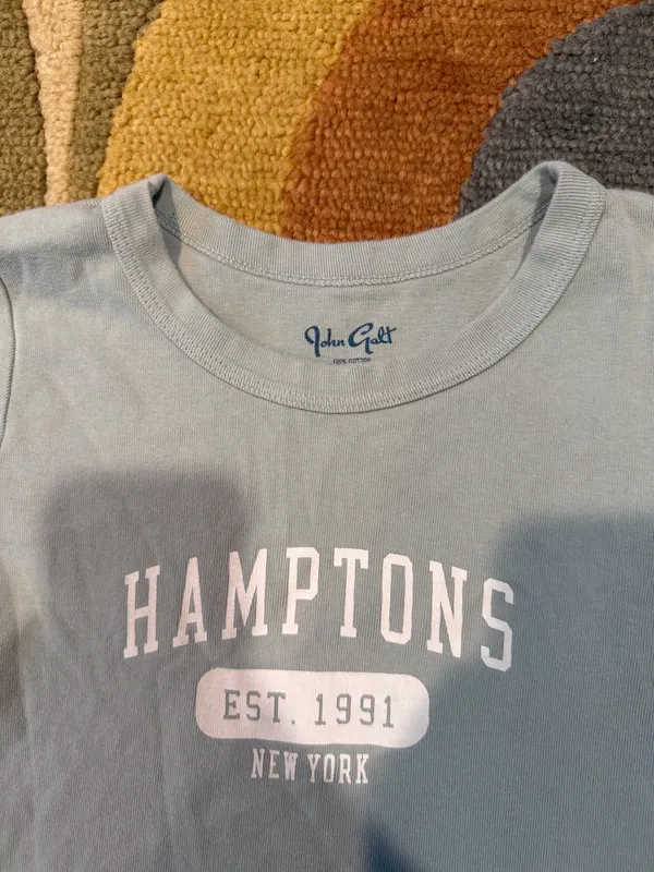 Brandy Melville Hamptons New York Crop Top Graphic Shirt 100% Cotton One Size - Image 2