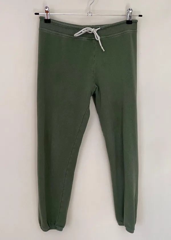 Vintage Terry Cotton Pull On Drawstring Sweatpant Joggers Green - Image 2