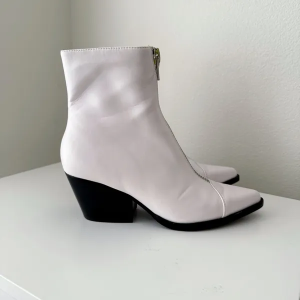 Jeffrey Campbell White Landyn 2 Western Bootie with Front Silver Zip 7.5 - Image 10