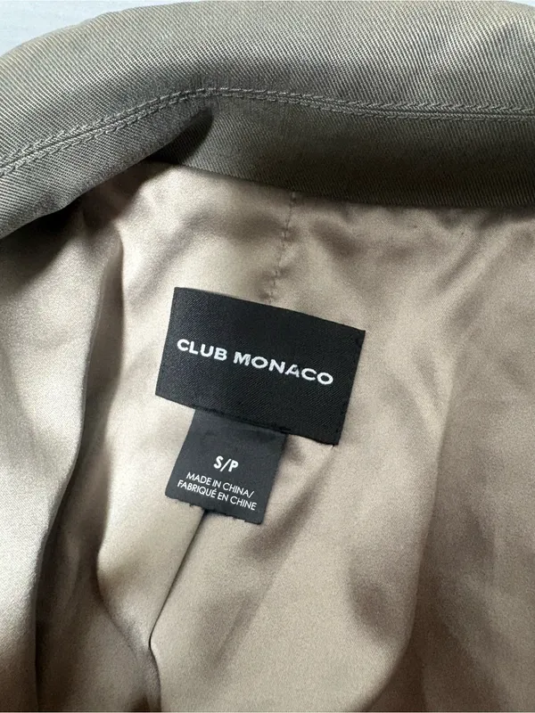 CLUB MONACO Lindy Olive Suede Trench Coat with Belt - Image 7