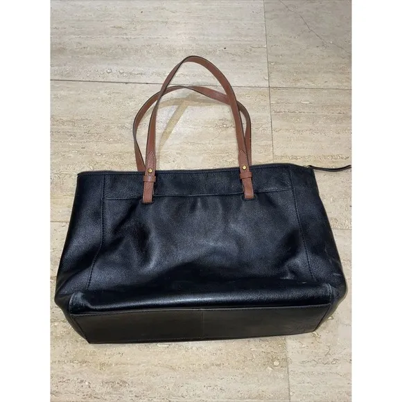 Fossil Rachel Leather Tote‎ Handbag Black/Brown Purse Shoulder Bag MSRP $230 - Image 2