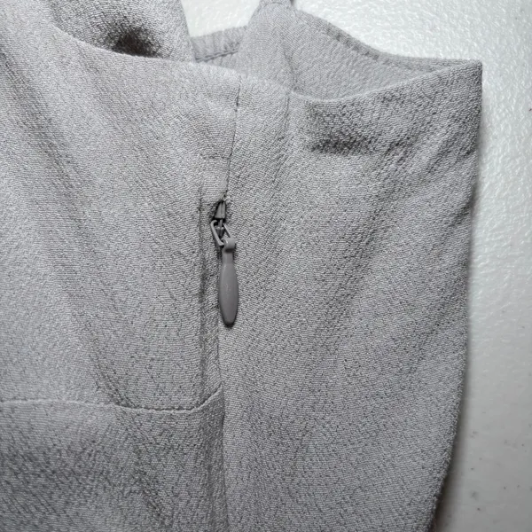 Aritzia Wilfred Bellow Dress 12 Ruched Bodice‎ Midi Bias Cut Gray Smocked Back - Image 7