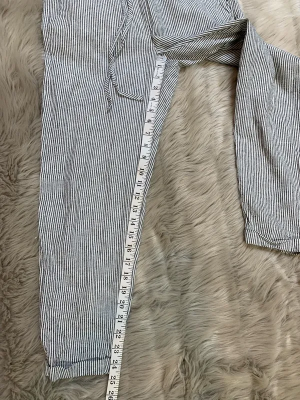 J.Crew Factory Striped Linen Cotton Blend Drawstring Pant Size 2 Pull On - Image 8