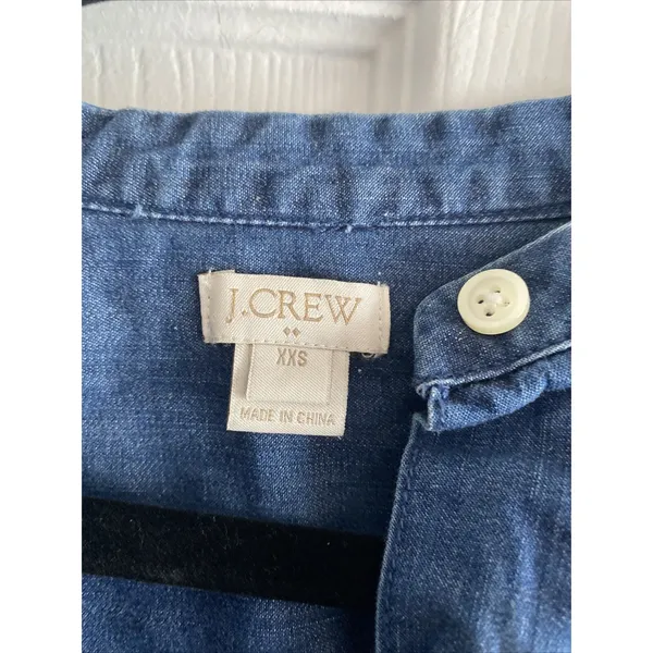 J.Crew Chambray Denim Shirt Dress Womens XXS Blue Tunic Long Sleeve F5528 Cotton - Image 2