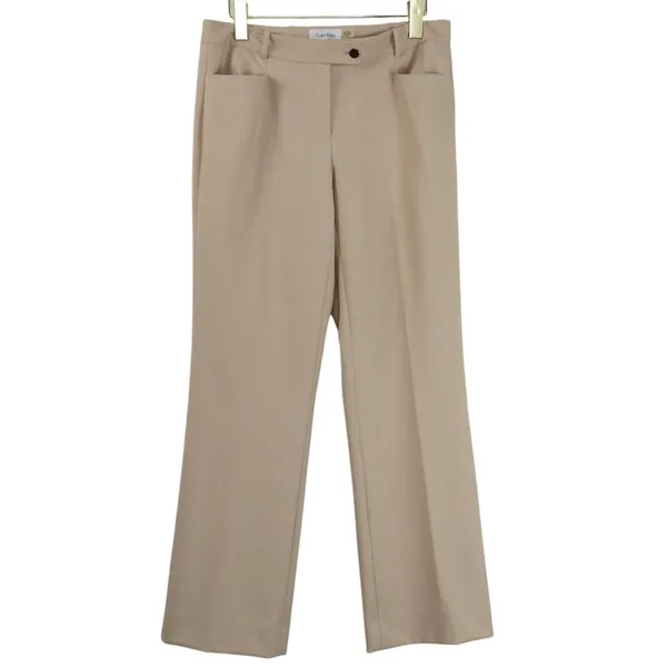 Calvin Klein Modern Fit Trousers Tan Herringbone Straight Leg Dress Pants 4 - Image 2