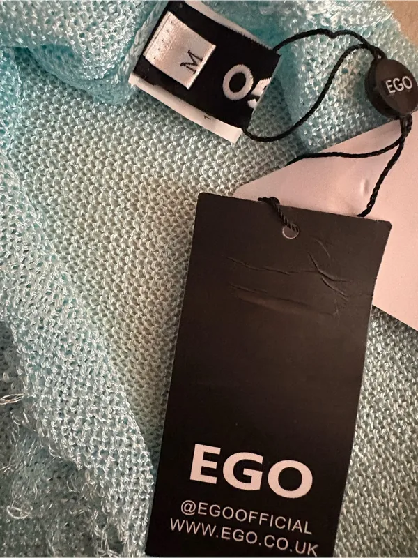 EGO Silver-Blue Sheer Knit Mini Dress - Image 2