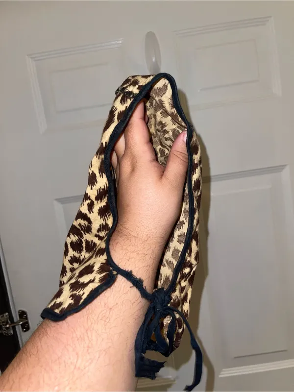 Leopard Print Fuzzy Balaclava/Bathing Hat - Brown & Cream - Image 2