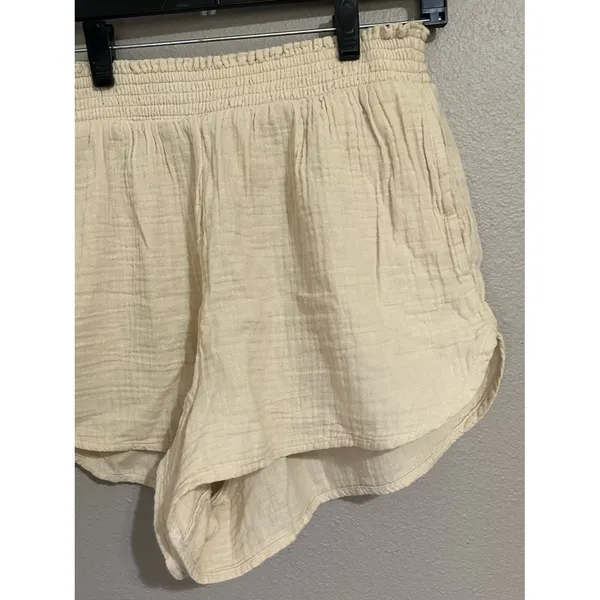 Aerie Neutral Gauzy High Waisted Textured 100% Cotton Shorts Women’s Size Medium - Image 5