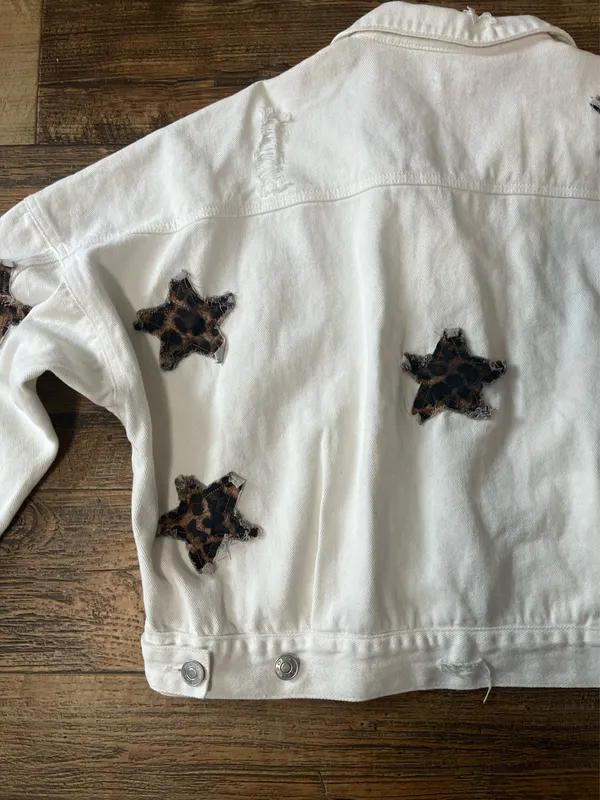 POL White Jean Jacket with Star Accents NWT - Image 7