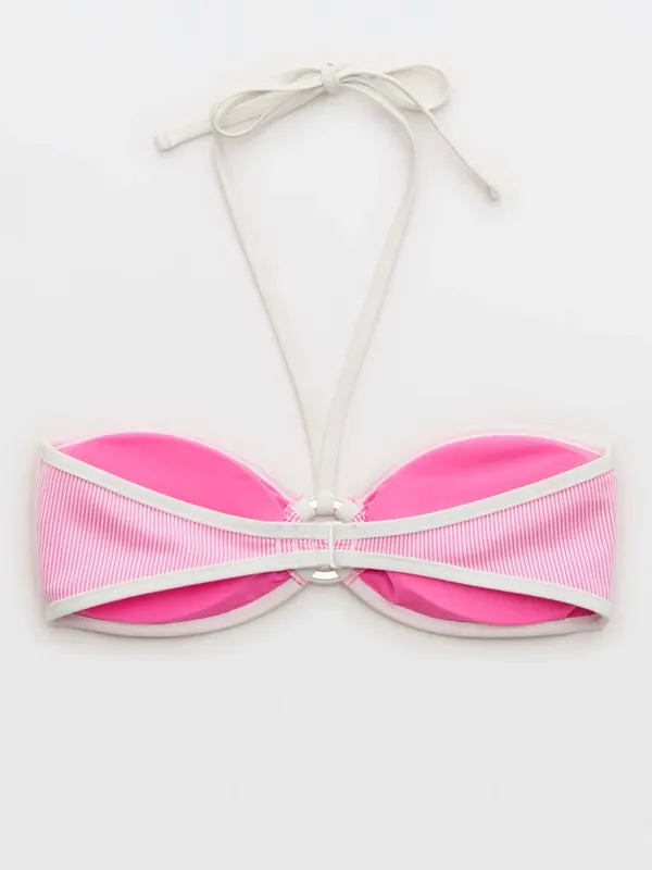 Aerie Ribbed Bandeau Bikini Top Orange XS NWT IN PACKAGE - Image 5
