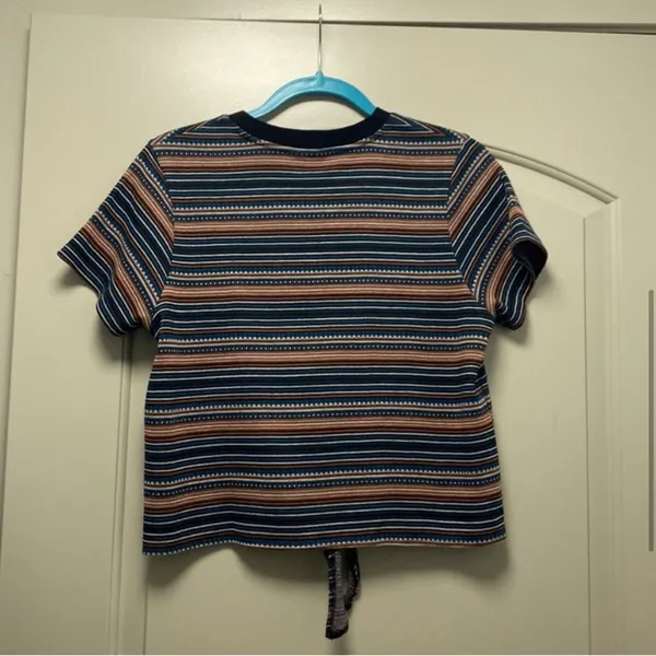 Volcom striped short sleeve center tie crew neck top - Image 3