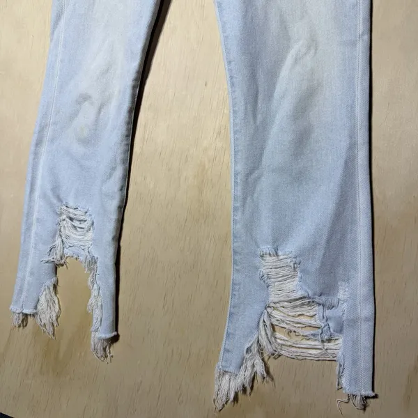 7 For All Mankind‎ High Waist Slim Kick Jeans Women's 27 Distressed Raw Hem - Image 3