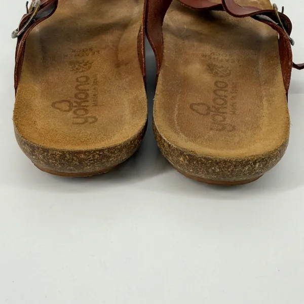 Yokono Ibiza Brown Leather Cork Footbed Thong‎ Sandals Made in Spain Womens 9 - Image 3