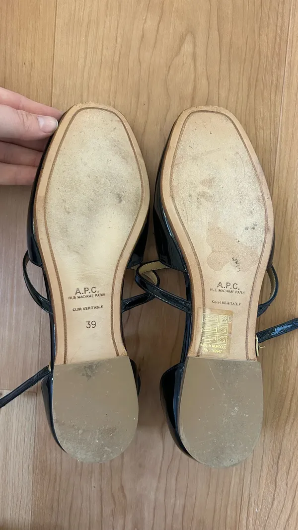 A.P.C Patent Leather Black Mary Jane Flats - Image 6