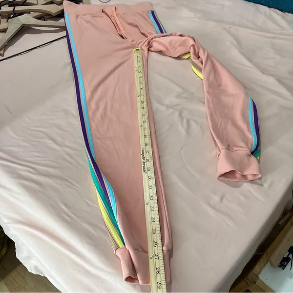 Electric Yoga Sundrop Jogger Pants‎ Womens Size S Pink Rainbow Side Stripes - Image 15